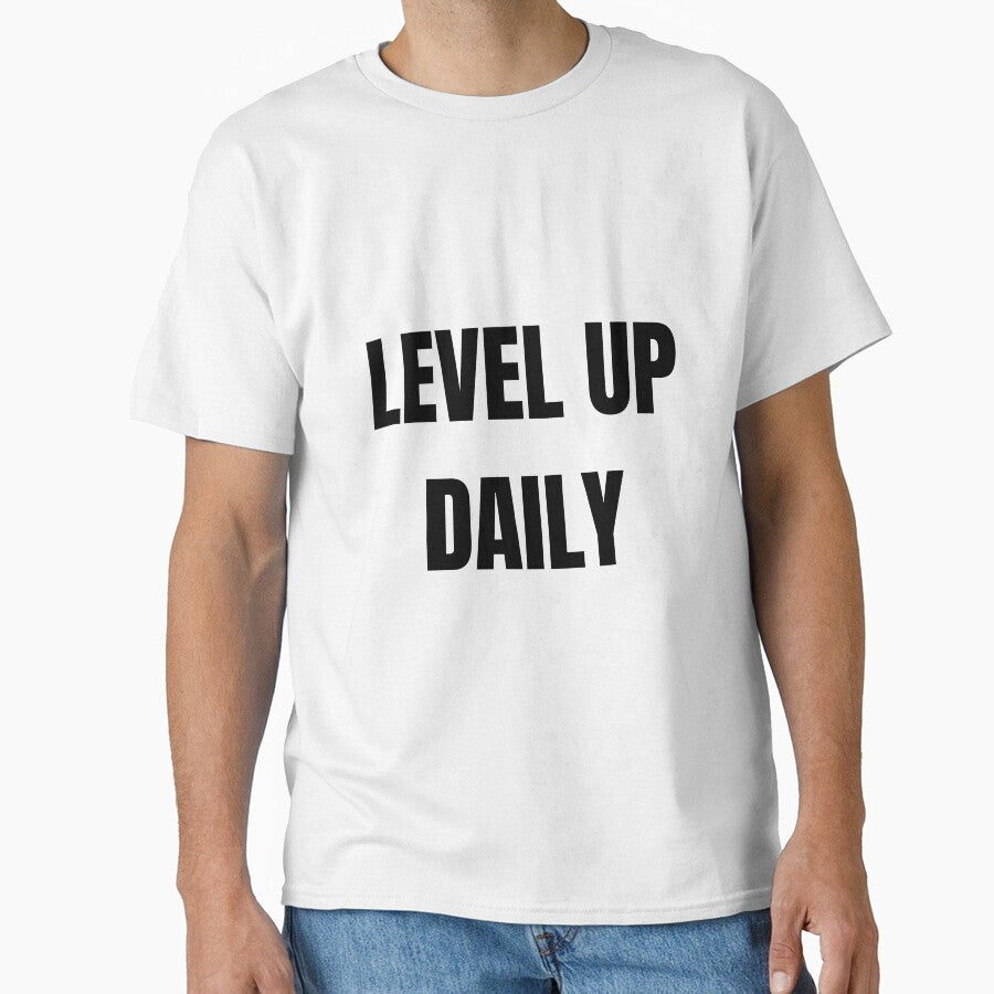Level Up Daily Gamer Tee  Motivational Gaming Streetwear Shirt by RespawnCult