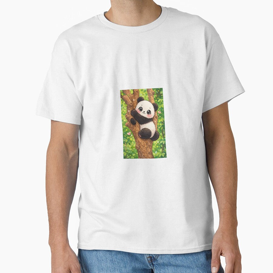 Cute Kawaii Panda Climbing Tree – Adorable Panda Animal Cartoon by IndianGlory