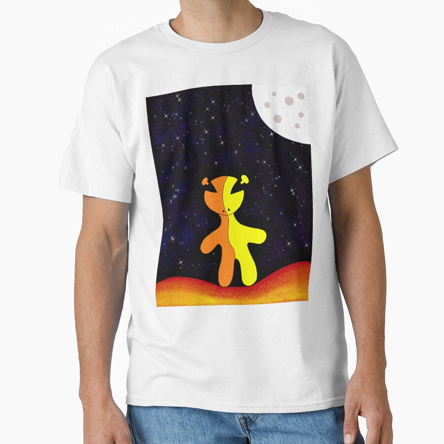 Cute Alien Standing on a Planet – Whimsical Space Illustration by Aunty Riah Studios