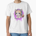Cute little kitten with headphones in an anime kawaii look by Ecmoprints