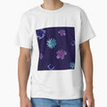 Violet daisy flower blue simple pattern watercolor by Yana Mustafina | Boho Soulful Designs