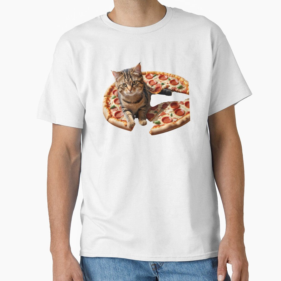 Funny Kitten Food Lover Foodie Pizza Hungry Cat by LEILA ART SPACE