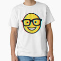Retro Glitch Nerd Emoji With Glasses Graphic Art by seven things shop
