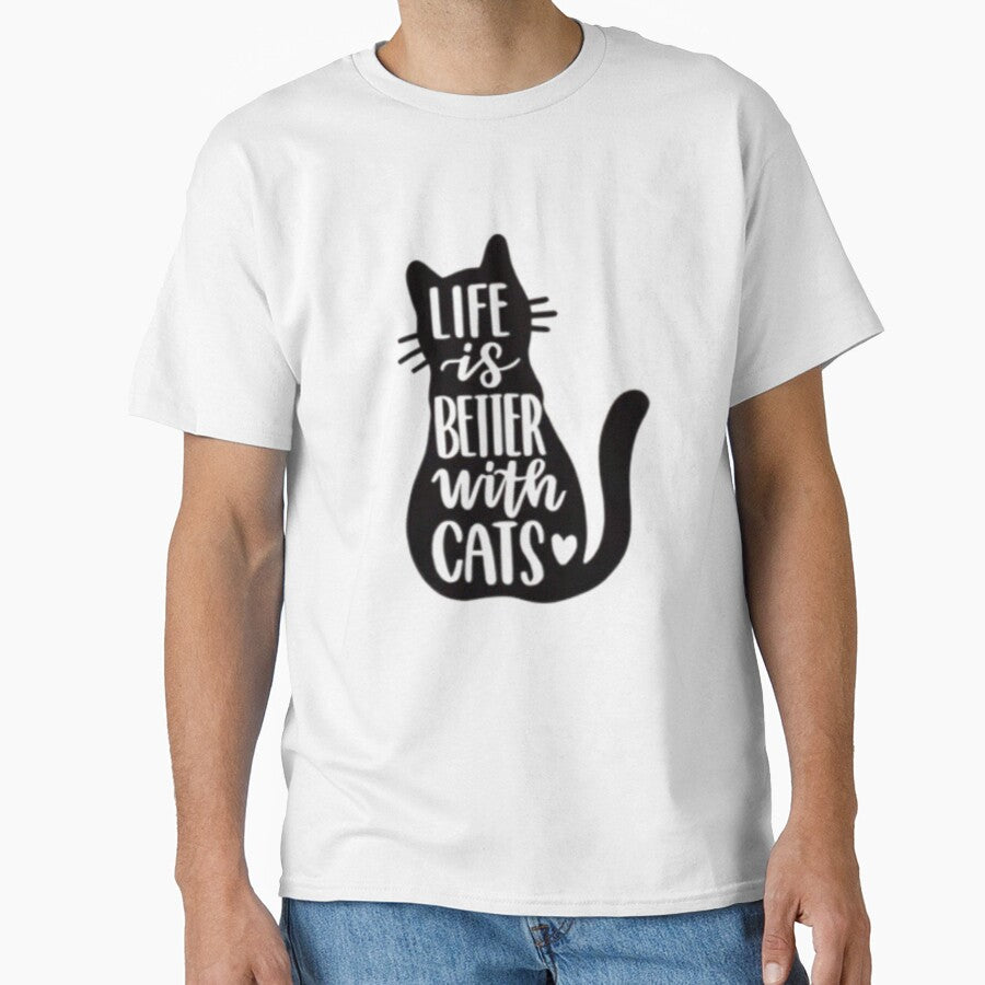 Life Is Better With Cats Cute Cat Lover Quote Feline Happiness Graphic Gift by QuotinTs
