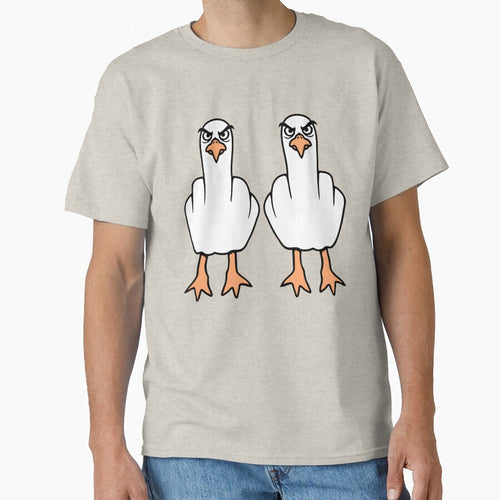 2 seagulls middle finger insult stinky finger team by shirt-o-mat