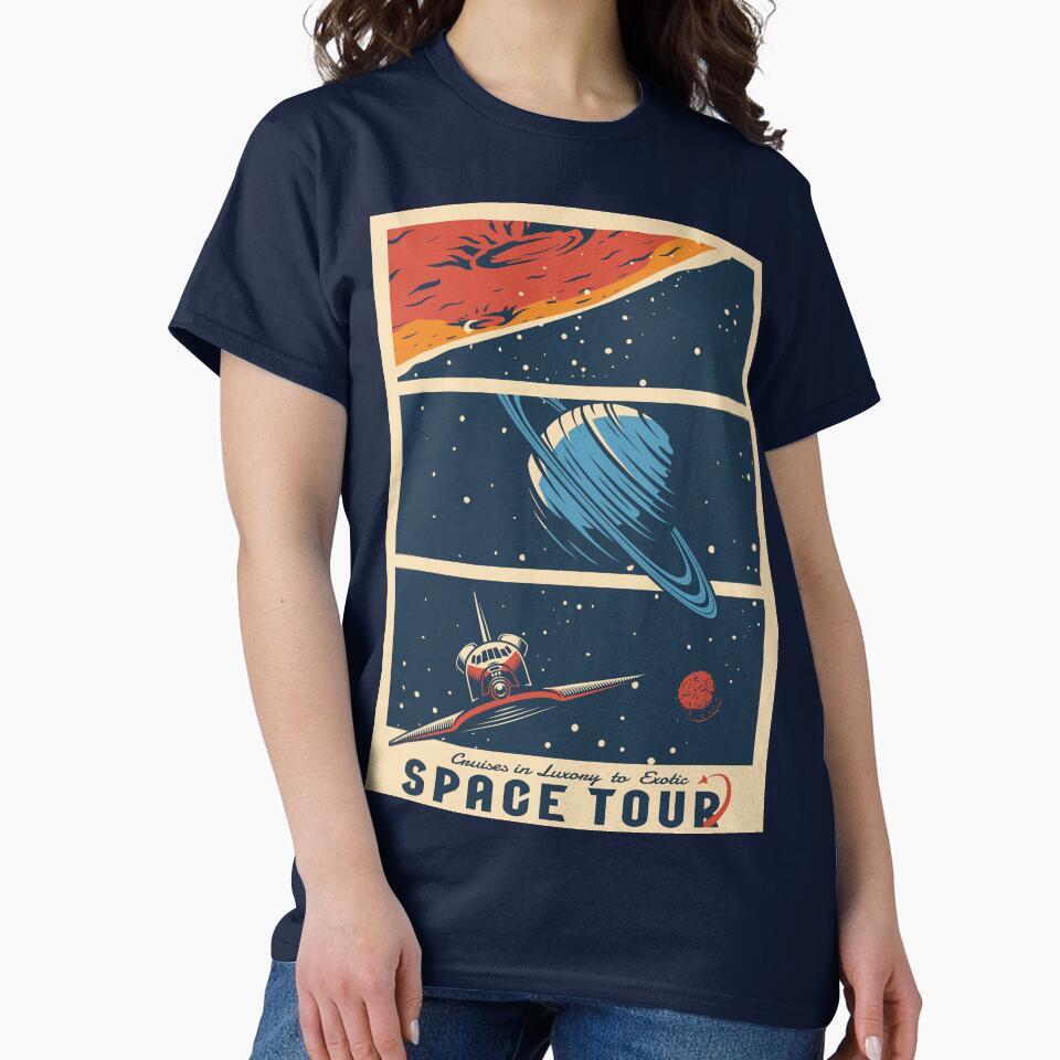 Retro Space Tourism Poster - "Space Tour" Luxury Cruises by Hipatye26