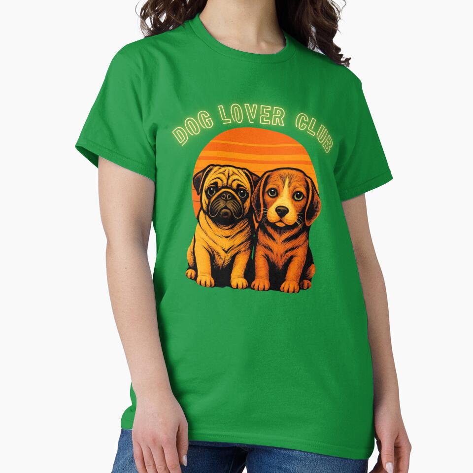 Dog Lover Club Retro Sunset Cute Puppy Shirt Pet Lover Design by GigaFactory