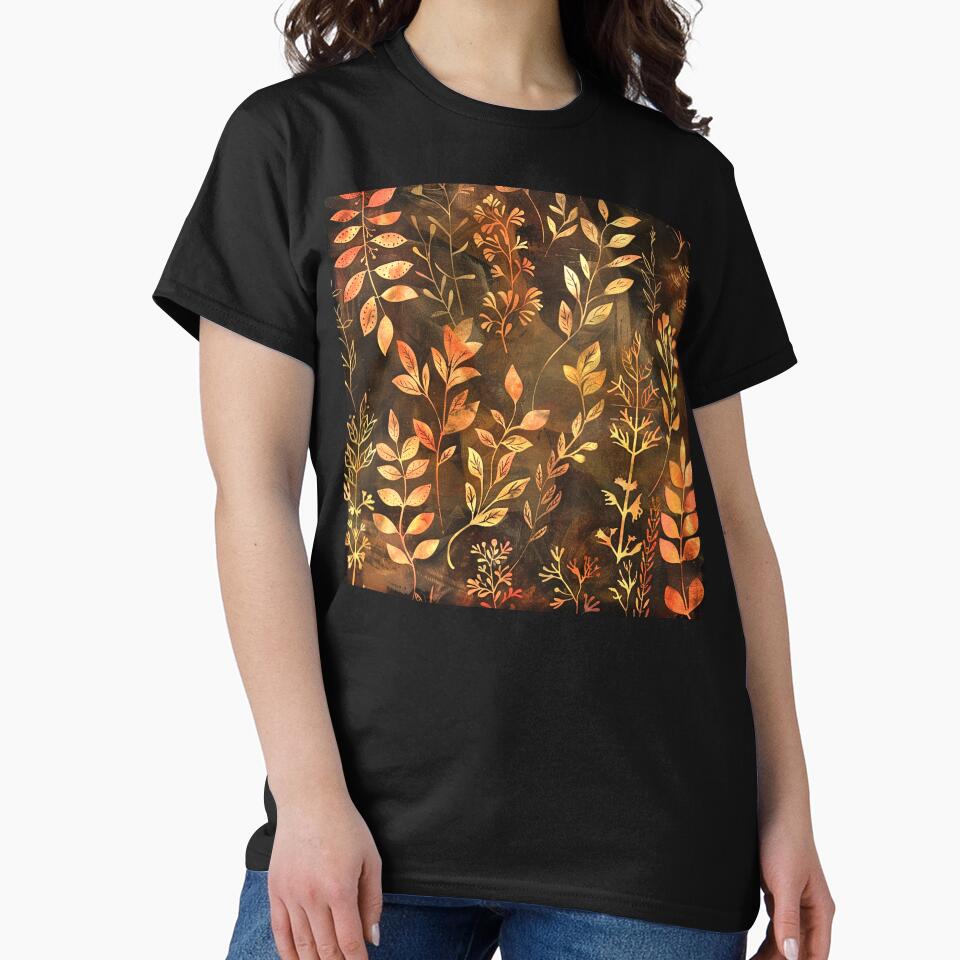 Golden Earth Tones Boho Leaves Designs Digital Art by DEC02