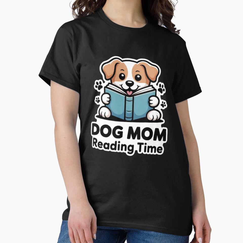 Dog Mom Reading Time Cute Dog Book Lover Sticker by KomalArtStudio