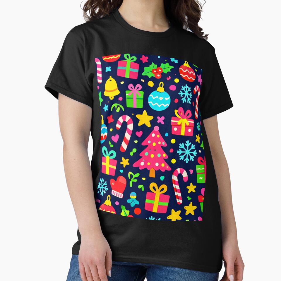 Neon Christmas Doodles Icons Trees Gifts by SassyArtistry