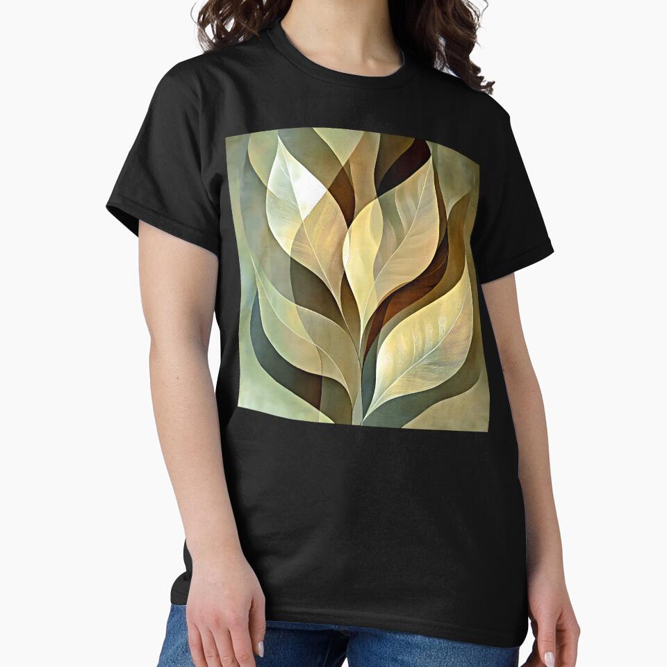 Elegant Boho Warm Earthtones Stylized Leaves Design Art by DEC02