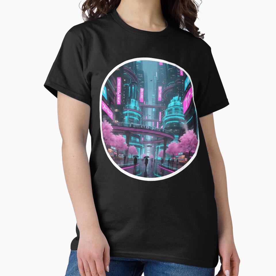 Cyberpunk City: Cherry Blossom Rain. by VirtualRealPicture