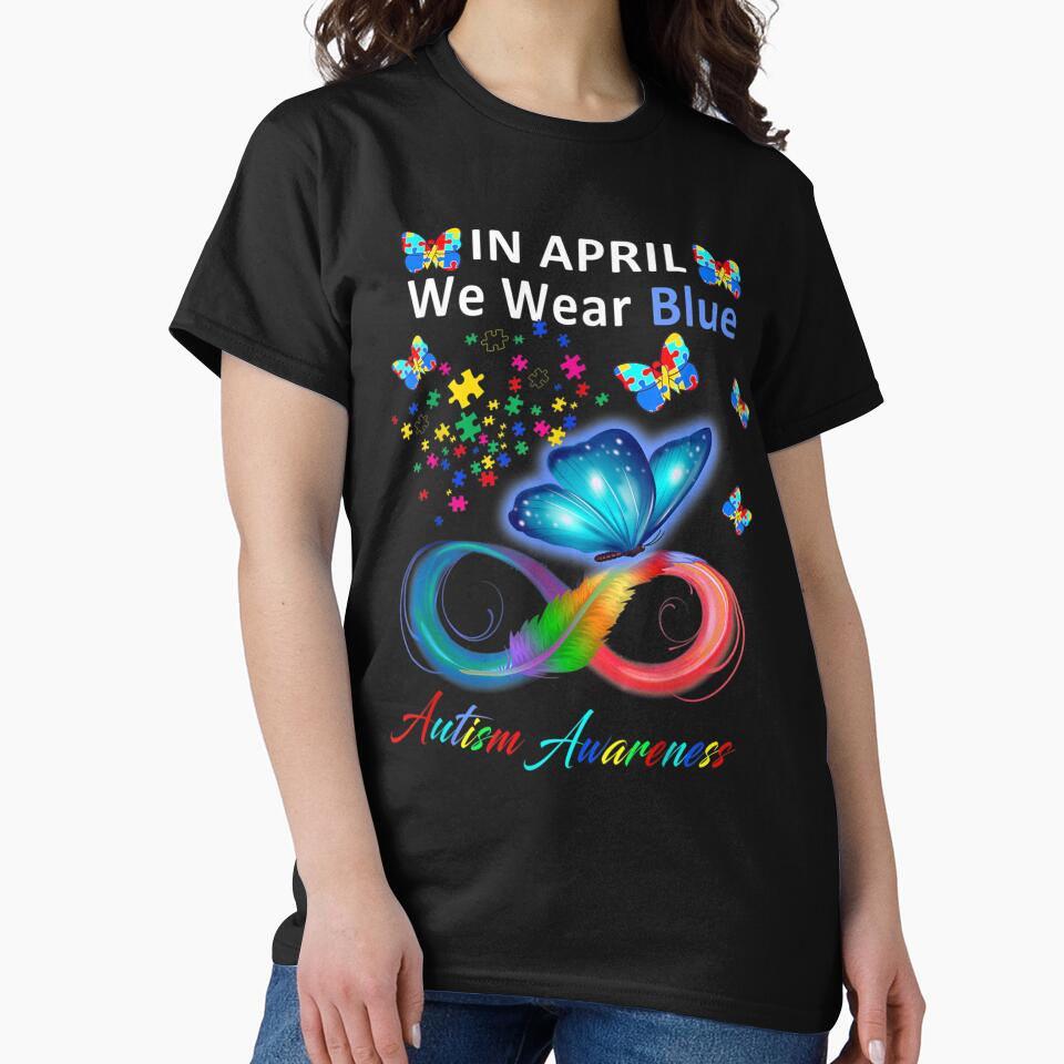 In April We Wear Blue Autism Awareness - Butterfly Autism by VerityKingStore