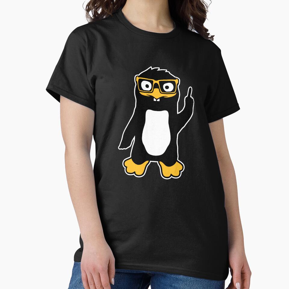 Penguin Nerd Glasses Finger Pointing Smug Funny Animal by shirt-o-mat