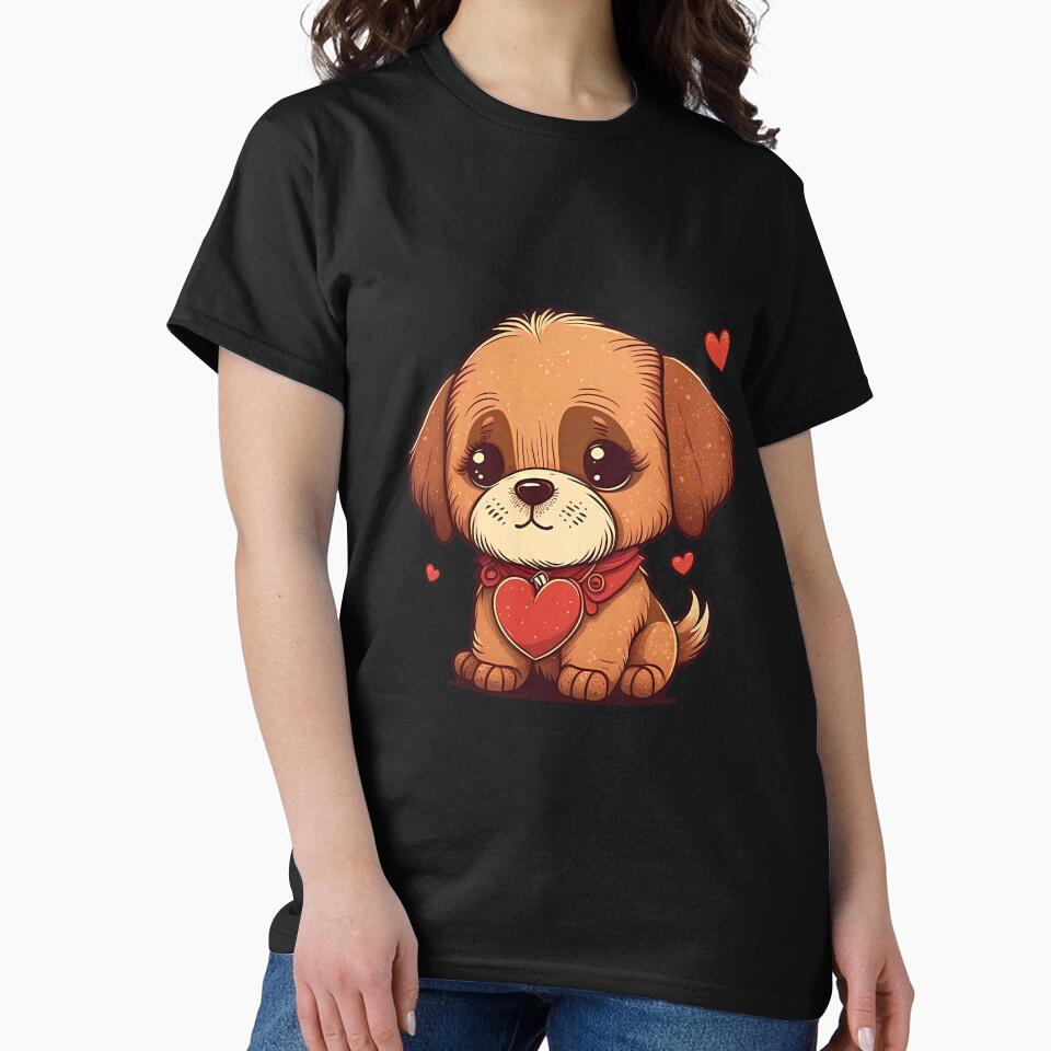 Cute Dog With Hearts for Dog Lovers Valentines Day by Vexel Studio