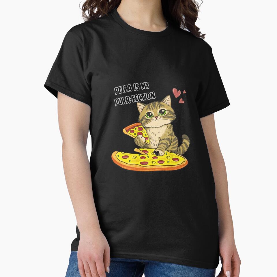 Pizza Is My Purr-fection – Cute Cat Pizza Lover Design by LittleLoopArt