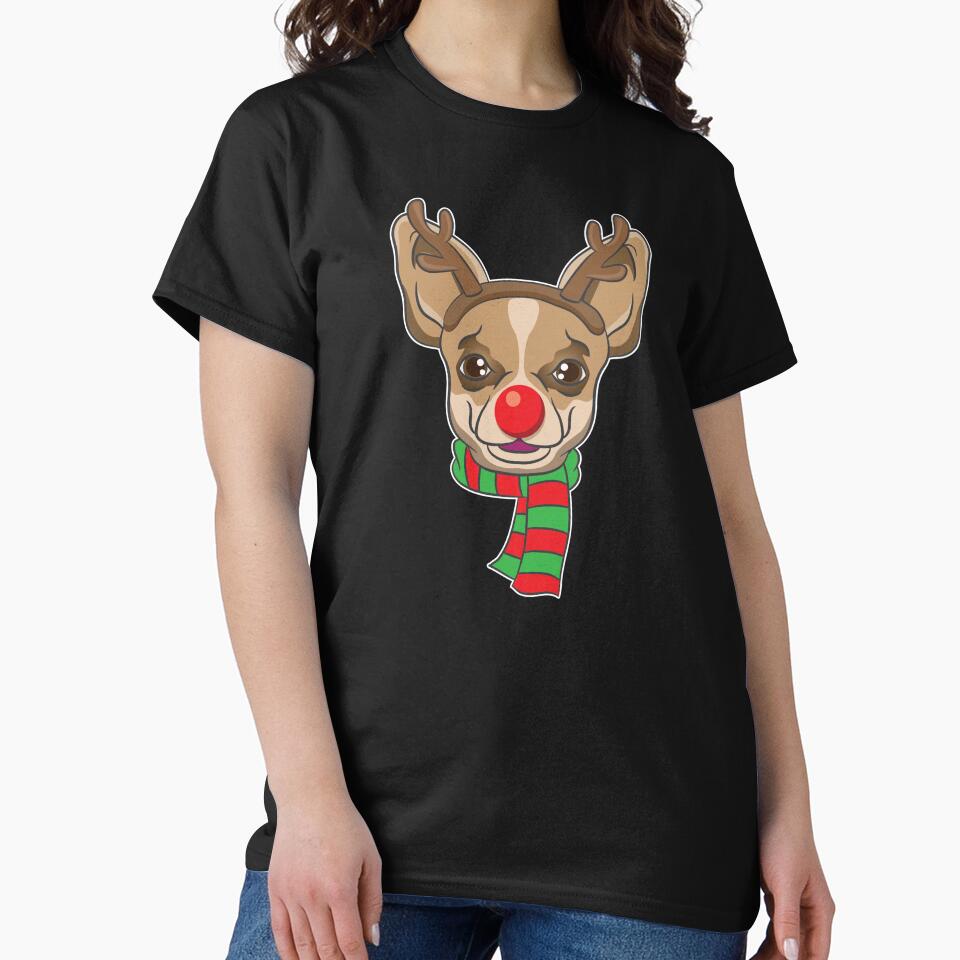 Funny Christmas Dog Xmas Reindeer Chihuahua Holiday Gift by haselshirt
