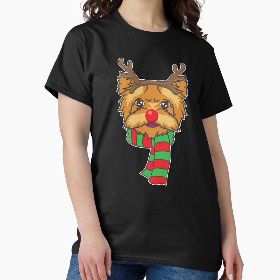 Funny Christmas Dog Xmas Reindeer Yorkshire Holiday Gift by haselshirt