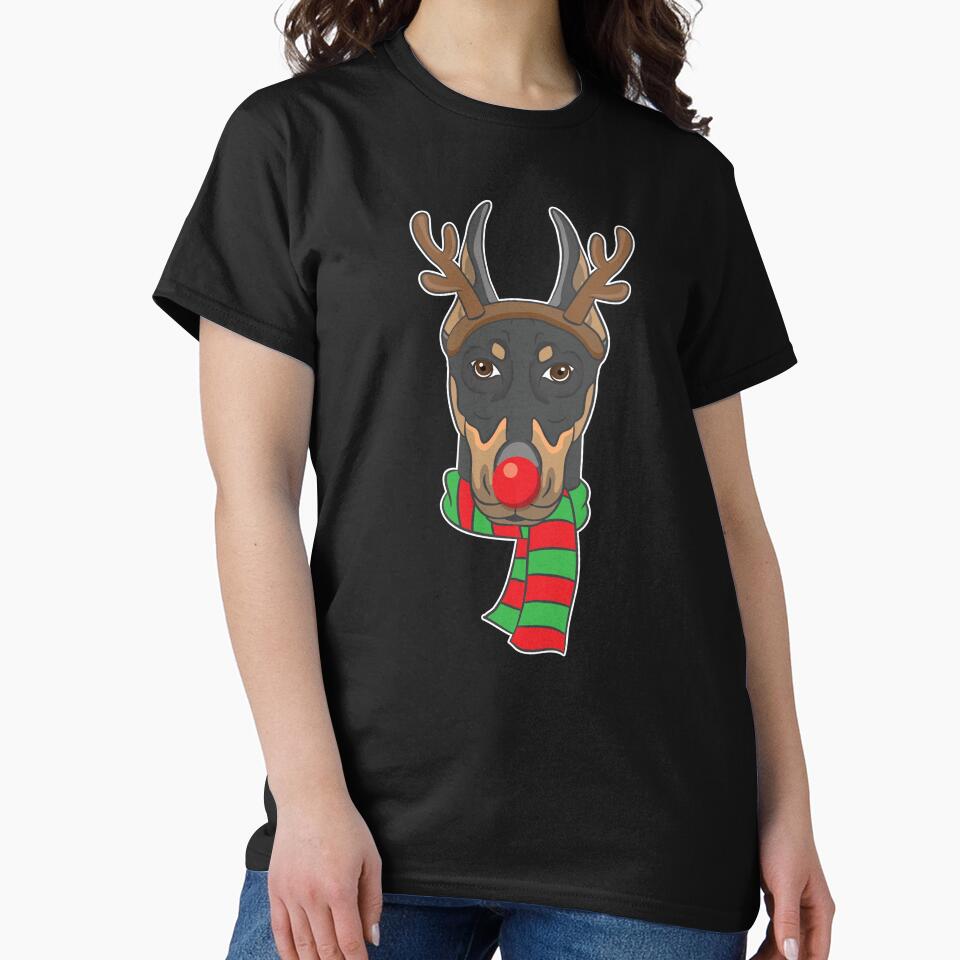 Funny Christmas Dog Xmas Reindeer Doberman Holiday Gift by haselshirt