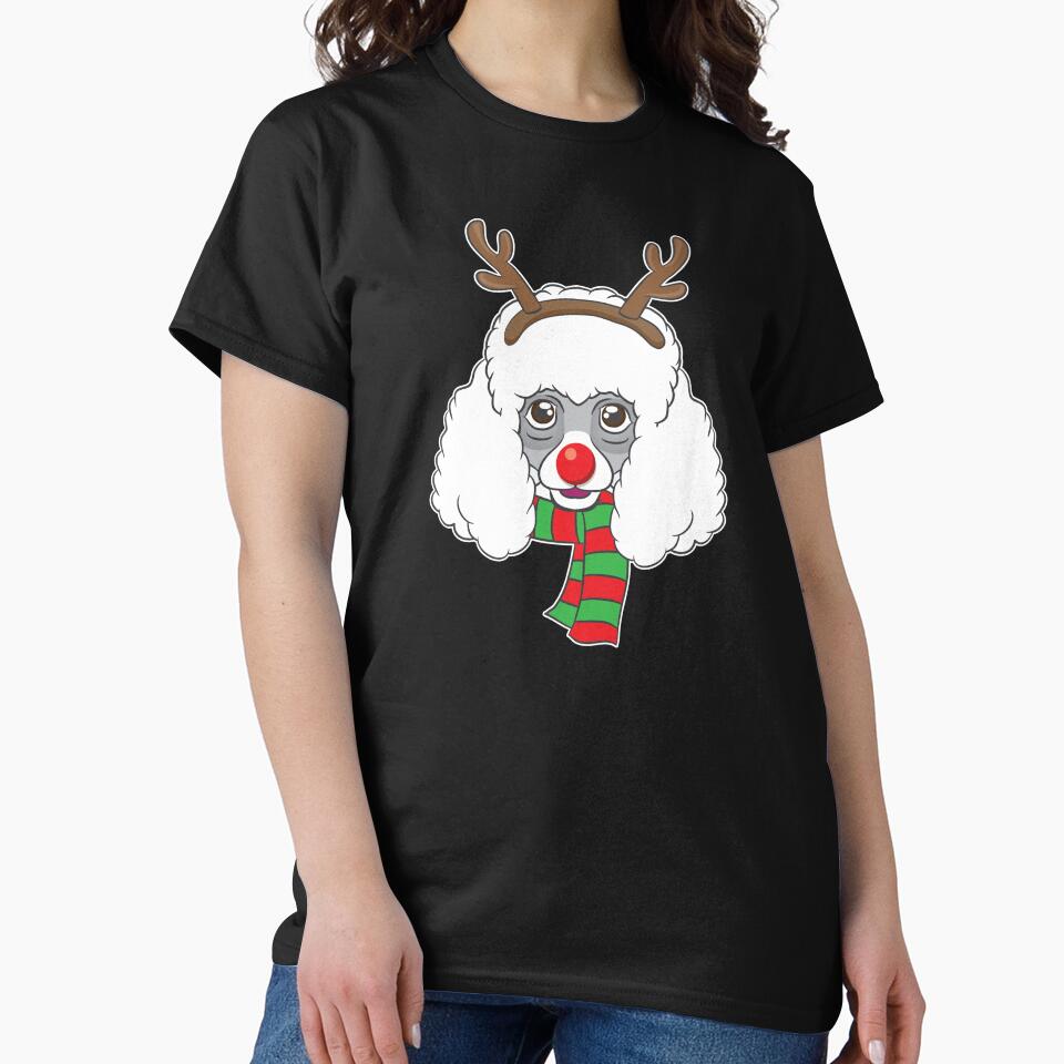 Funny Christmas Dog Xmas Reindeer Poodle Holiday Shirt by haselshirt