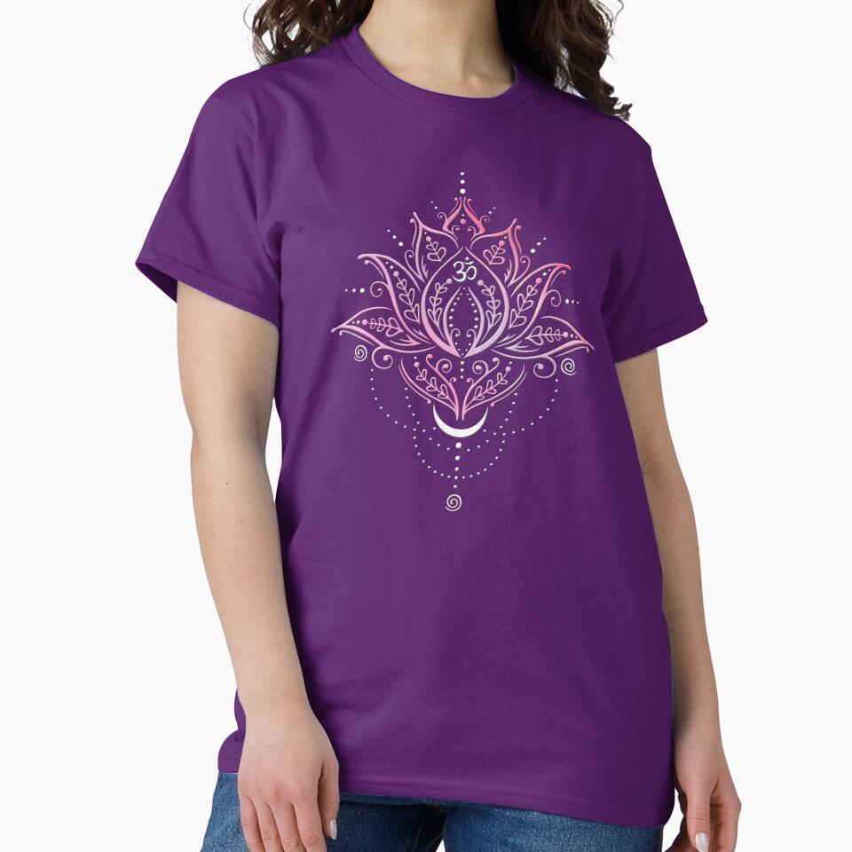 Lotus with Moon and Om Symbol. Yoga. by Christine Krahl