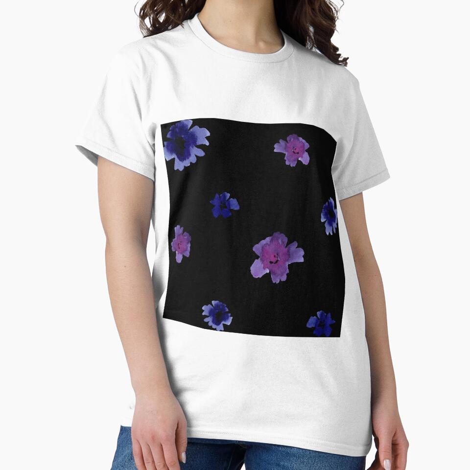 Violet viola flower black pattern a watercolor by Yana Mustafina | Boho Soulful Designs