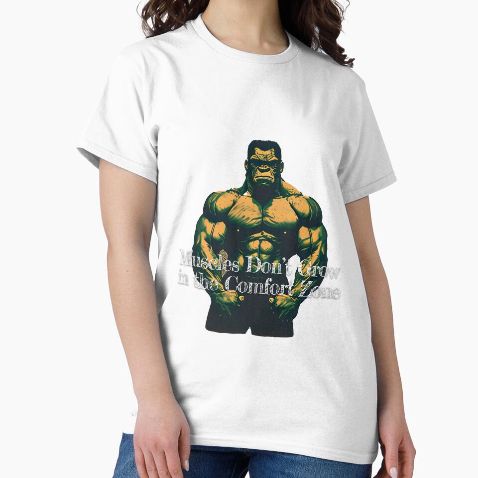 Muscles Don't Grow in the Comfort Zone_Bodybuilding Fitness Gym Workout Exercise Merch Print Desgin by tengamerx