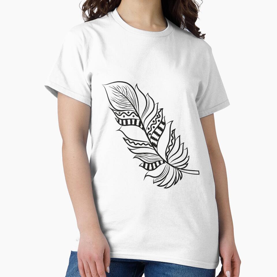 Bohemian Feather Design Black & White by Immadman