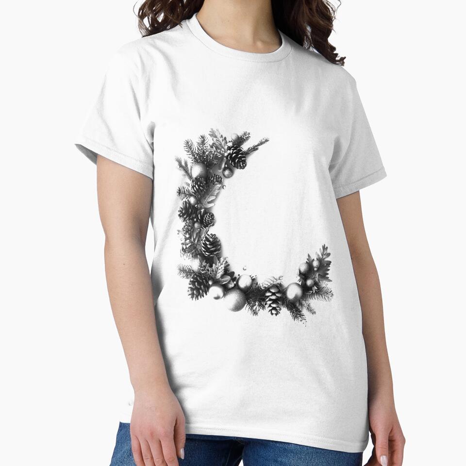 Pinecone Christmas Wreath Corner – Black and White Holiday Illustration by inkoutninja