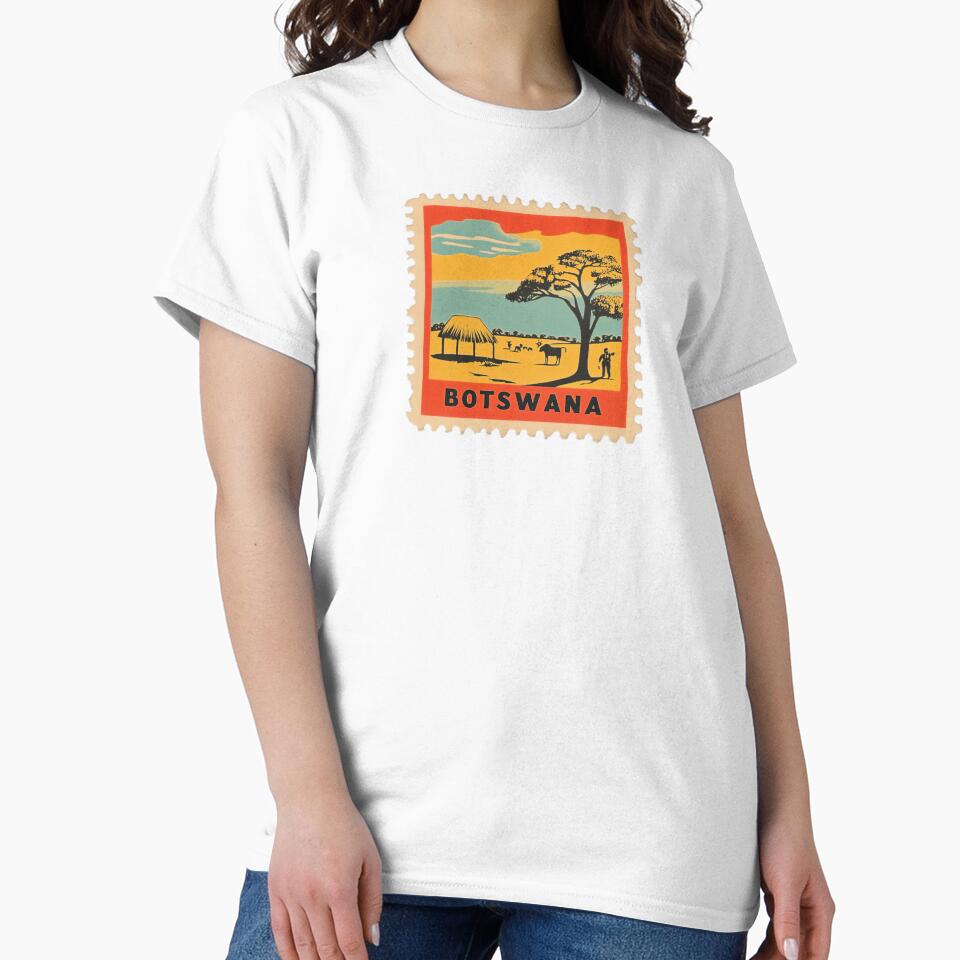 Botswana Stamp Design – African Landscape Retro Travel Art by tiigerdad