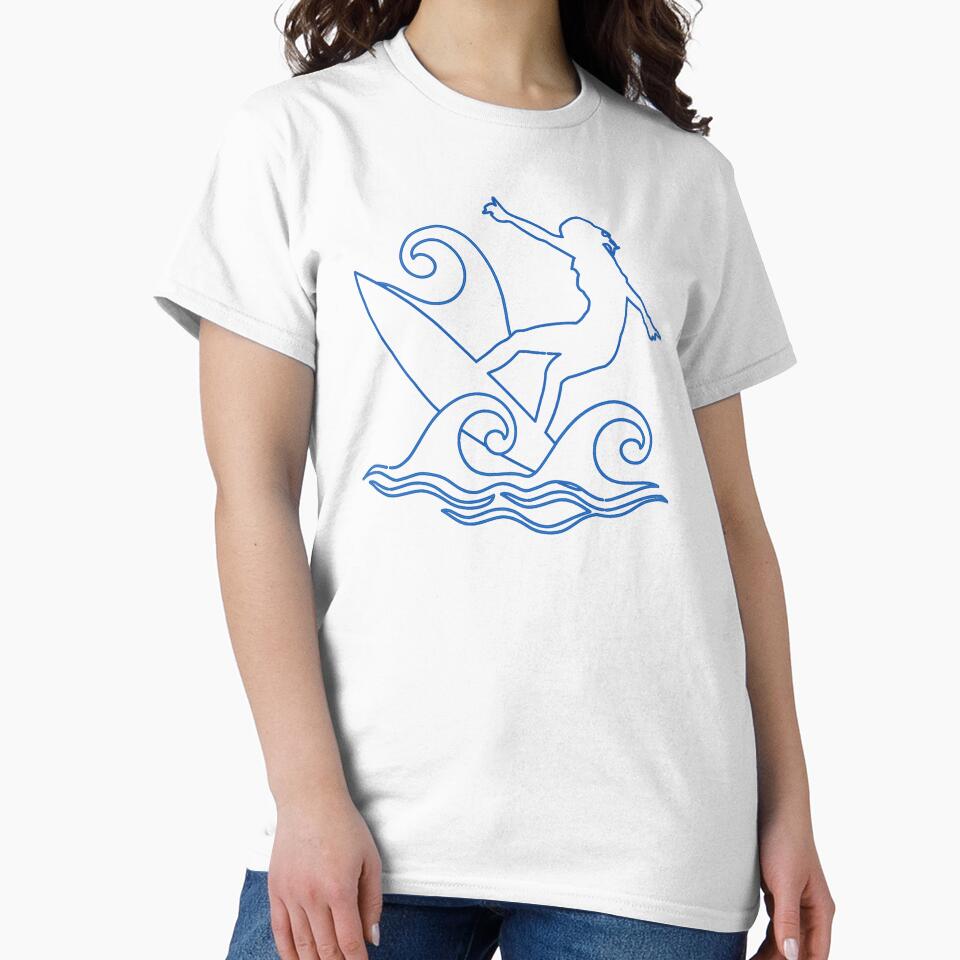 Minimalist Surfer Line Art – Ocean Wave Surfing Design | Beach Lifestyle Graphic by Dimu Co.