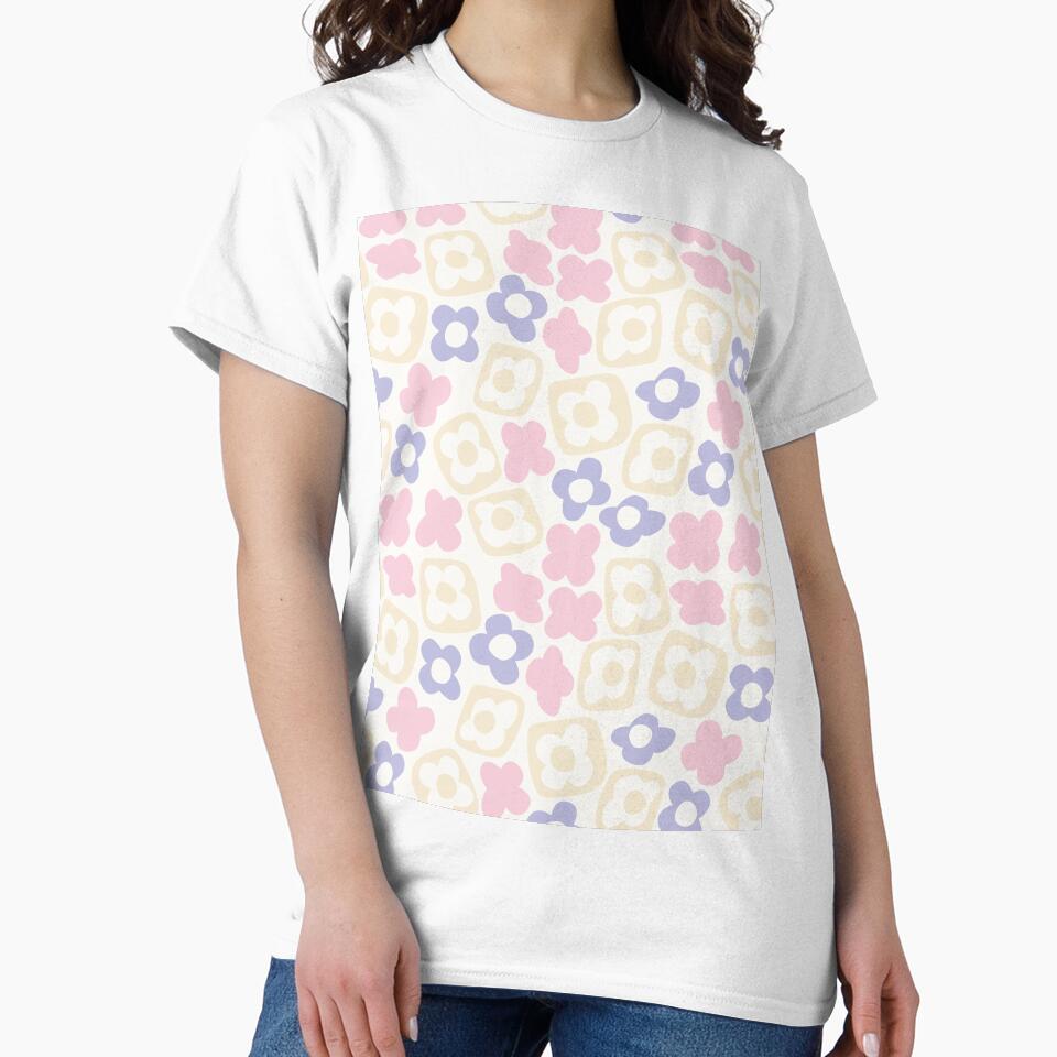 BOHO BOXY MODERN FLOWER PATTERN PASTEL PINK PURPLE BEIGE by blomastudios