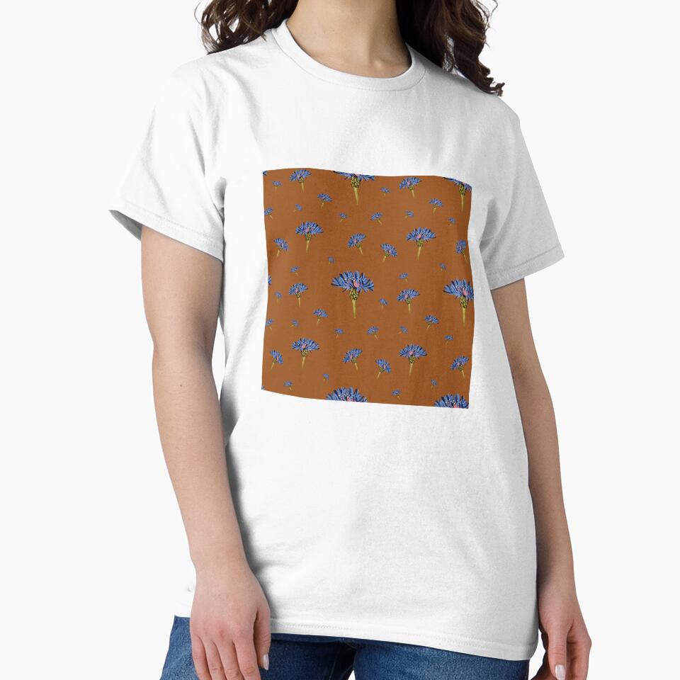 Flower blue violet pattern hand drawn watercolor orange by Yana Mustafina | Boho Soulful Designs