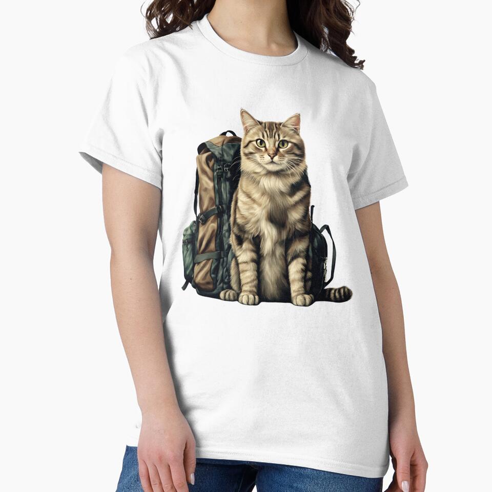 Adventure Cat with Backpack – Hiking Cat Travel Lover Cute Outdoor Design by Viralatando
