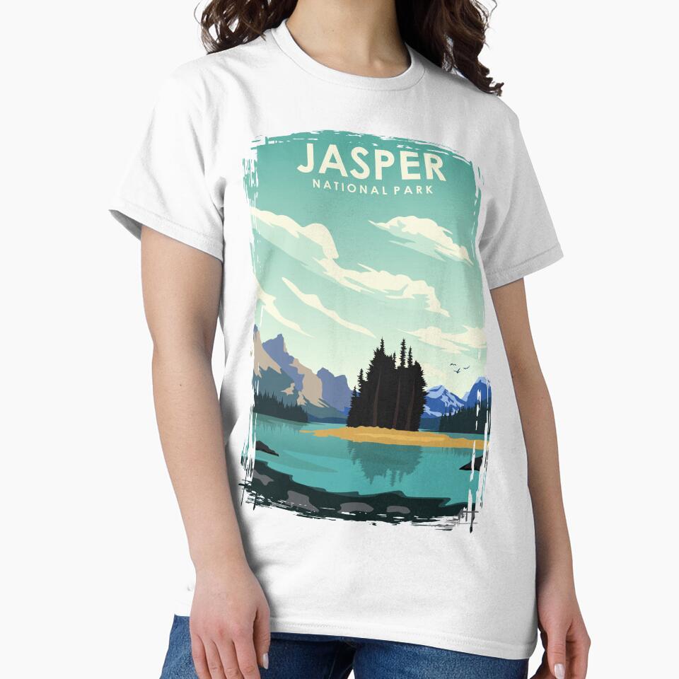Jasper National Park Vintage Minimal Retro Travel Poster by Stadify