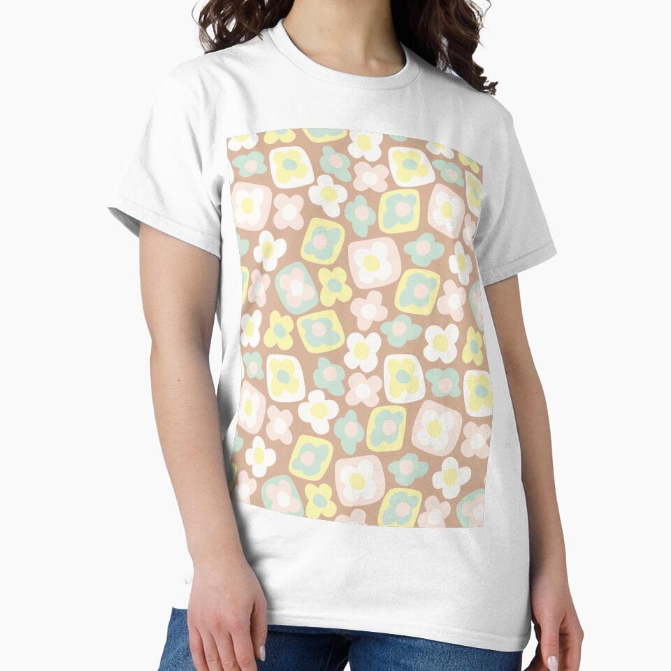 BOHO BOXY MODERN FLOWER PATTERN BROWN PASTELS by blomastudios