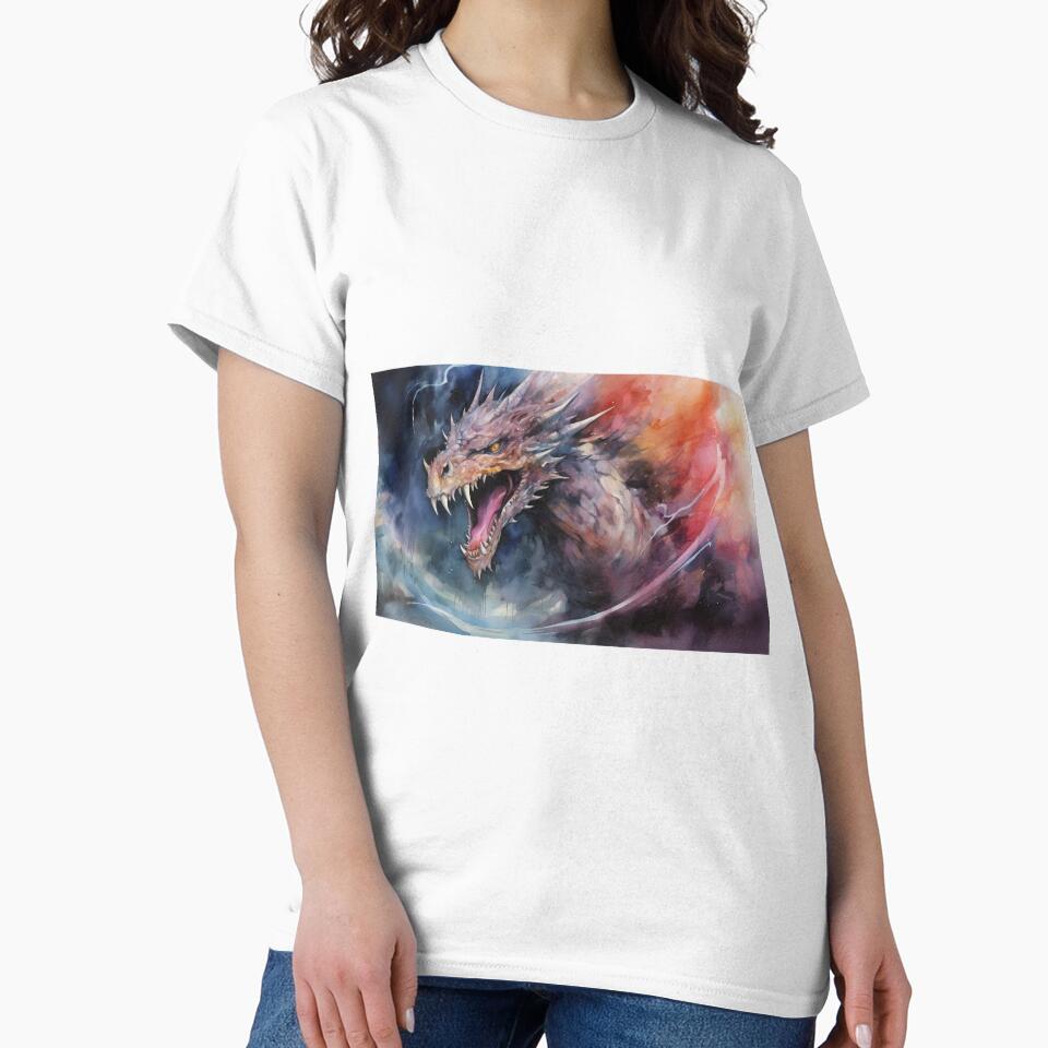Dark Fantasy Watercolor - Fierce Dragon by Fantasy Masterpiece