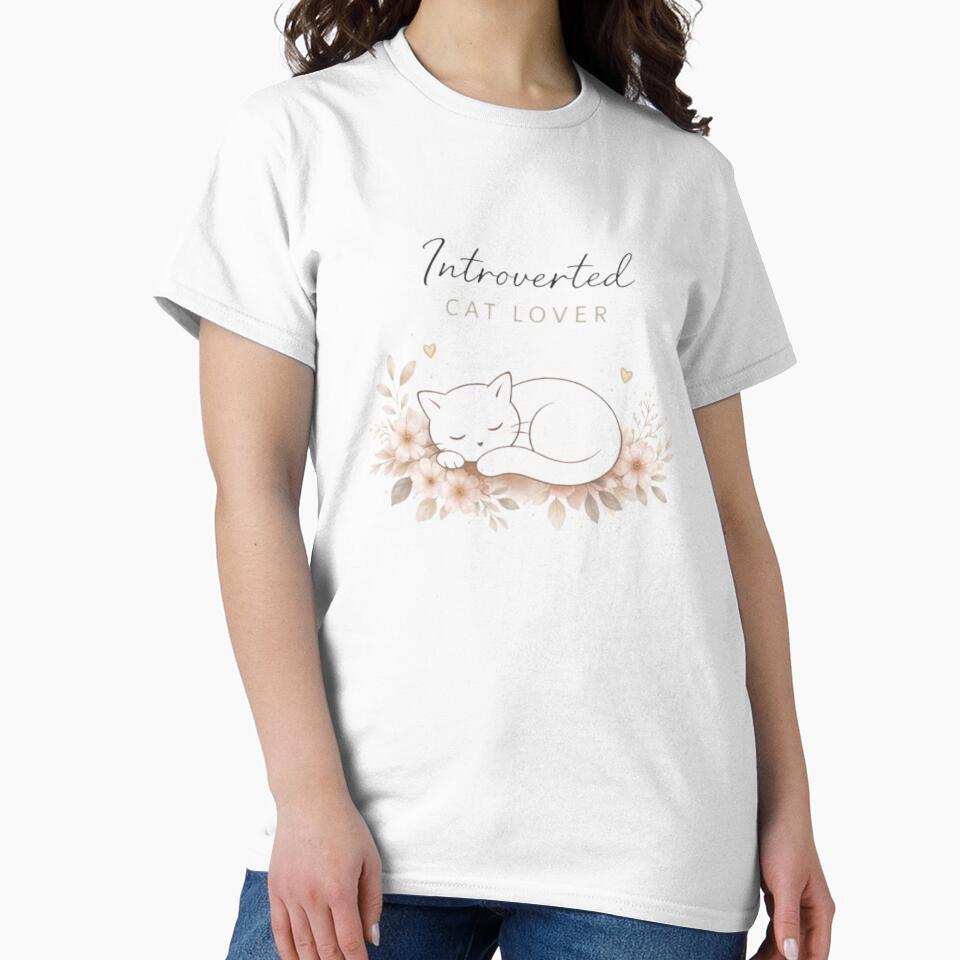 Introverted Cat Lover Aesthetic Design | Cute Sleeping Cat Art for Cat People by Sanika arts