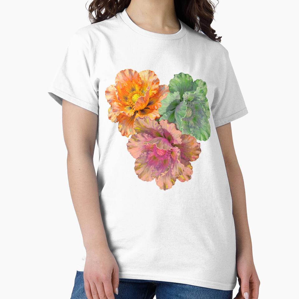 Three Pastel Flower Heads – Boho Floral Illustration by Gadet100