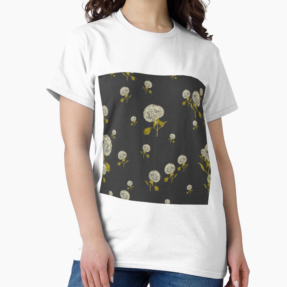 Hydrangea flower cute ornate pattern a watercolor grey by Yana Mustafina | Boho Soulful Designs