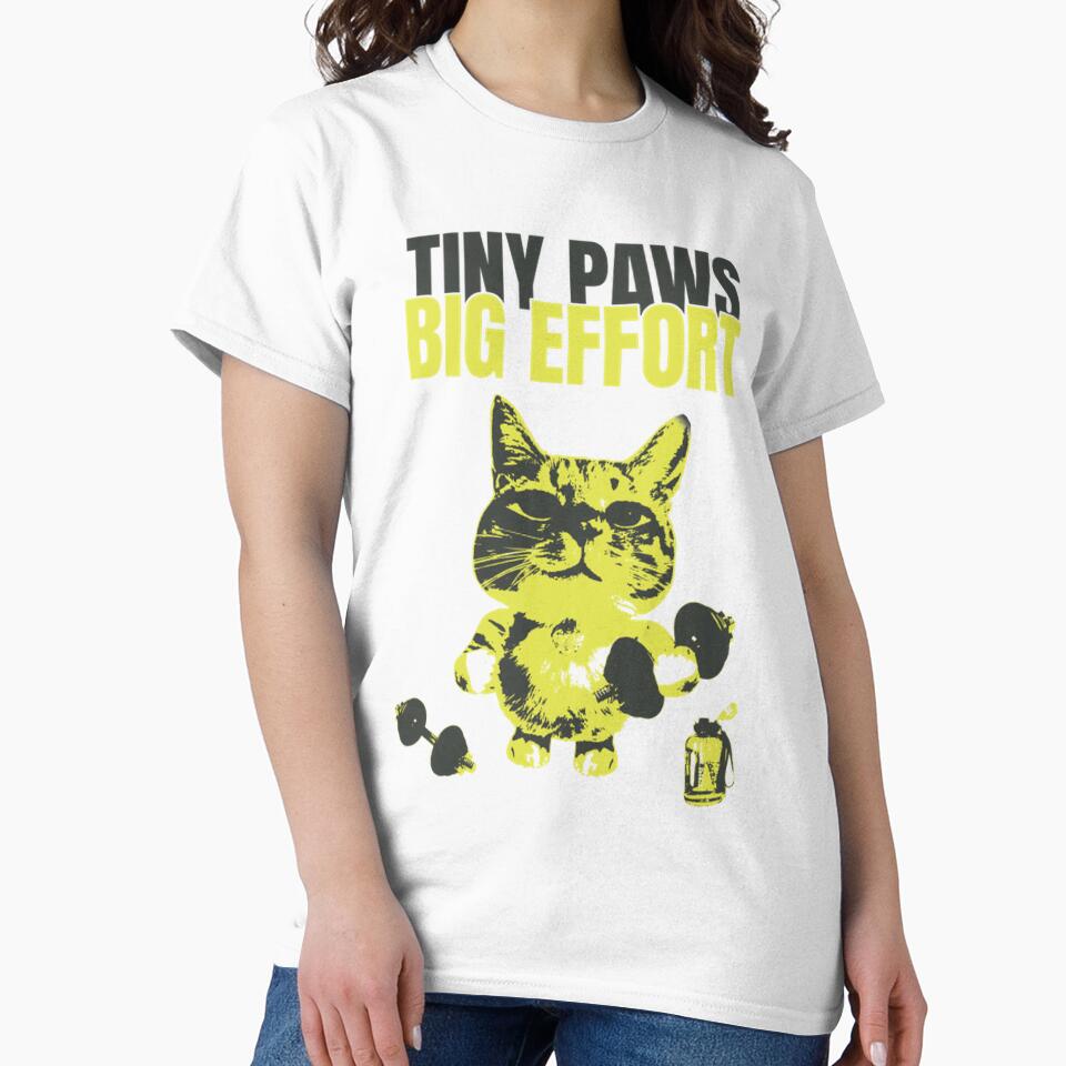 Tiny Paws Big Effort Funny Gym Cat by findbeeingarden