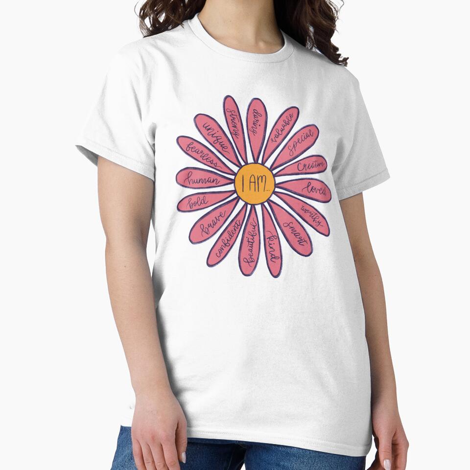 Pink Flower I Am Positive Affirmations Sticker Daisy by logankinkade