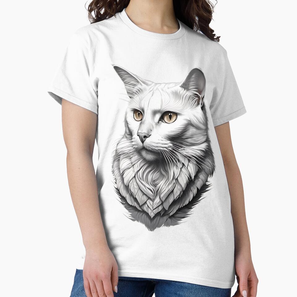 White Cat Portrait by KaiLabsArt