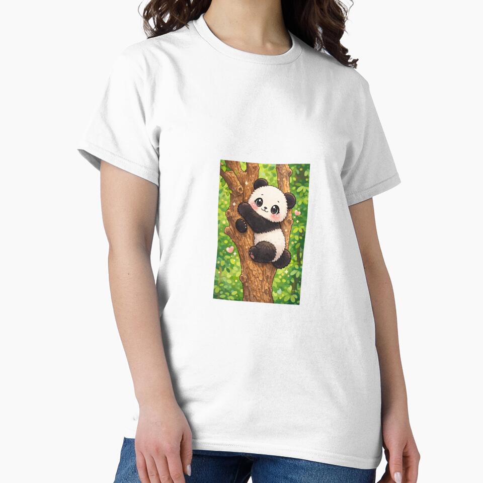 Cute Kawaii Panda Climbing Tree – Adorable Panda Animal Cartoon by IndianGlory
