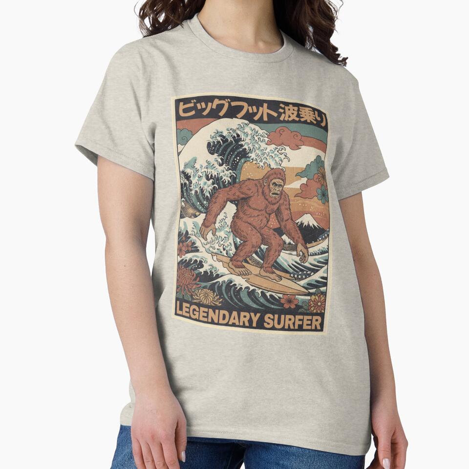 Bigfoot Surfing The Great Wave. vintage. by EunsooLee