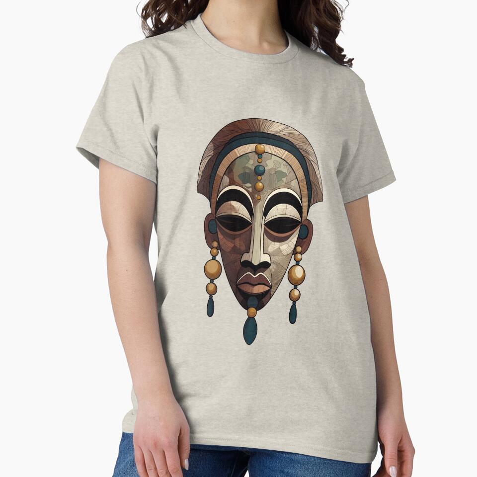 Earthy Boho African Tribal Mask – Beaded Adornment by PixelQ