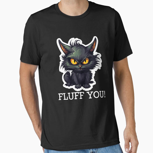 Baby Black Cat - Fluff You (White Lettering) by VelvetRoom