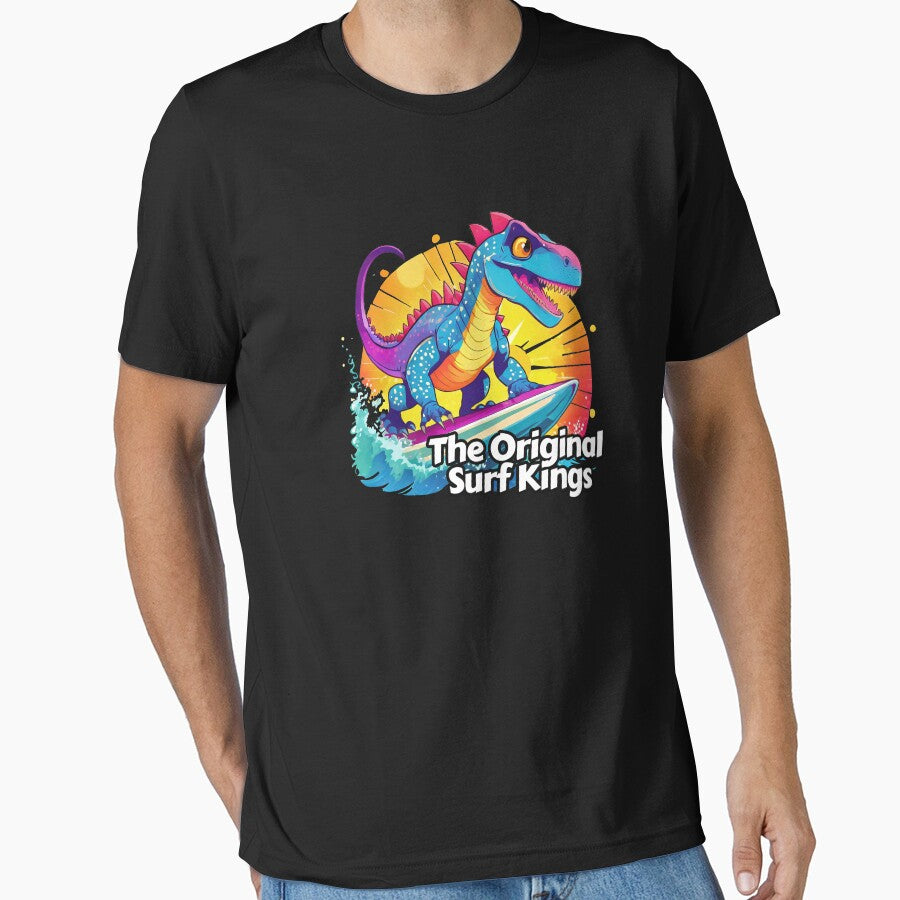 Anime Dinosaur Surfing Funny T-shirt by SOVA-PR