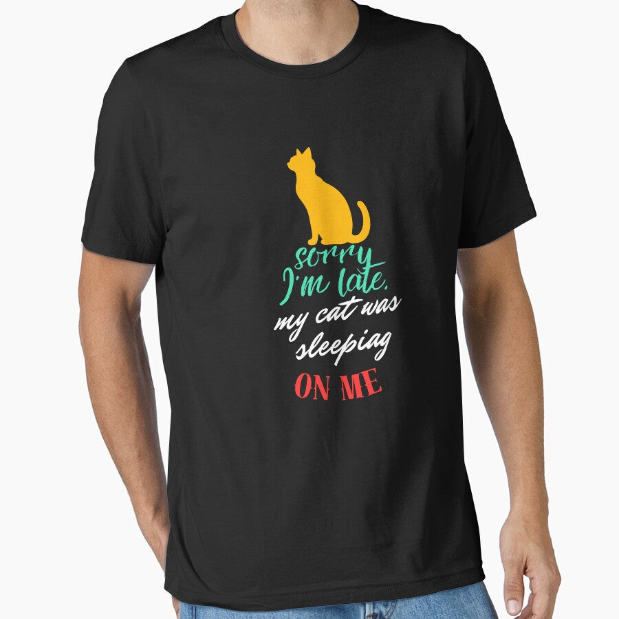 Sorry I'm Late My Cat Was Sleeping On Me, funny cat humor, cat lover by johnnie2749