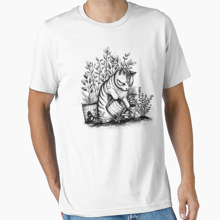 Cat Playing Gardening Garden Gardener Plants by Kimberley King Art  King Art